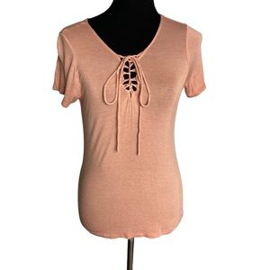 Active USA Top Medium Pink Lace Up